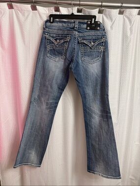 Miss Me Blue Wash Embellished Back Pocket Bootcut Jeans 30 x 31
